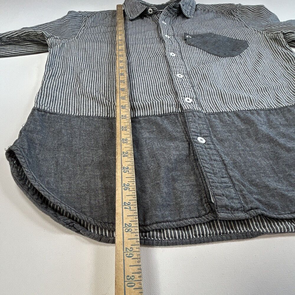 WON Wolf Originals Gray White Striped Cotton Button Up Shirt Pocket Mens M - Picture 8 of 9
